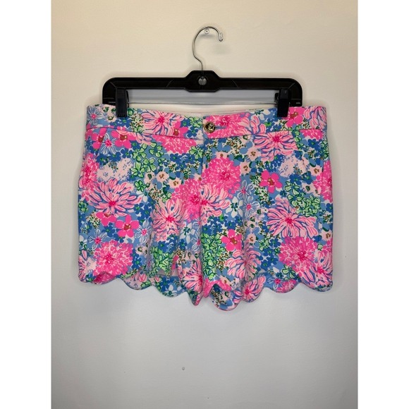Lilly Pulitzer Pants - Lilly Pulitzer Buttercup Knit Short Women 6 Multi Lil Soiree All Day Scallop Hem